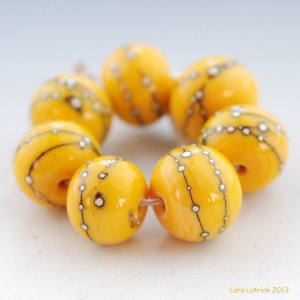 Yellow Handmade Lampwork Glass Bead  By Lutrick 