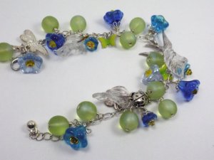 Spring Blue Garden Charm And Bead Bracelet From LadySnooks