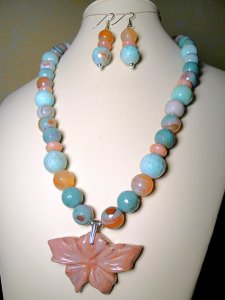 Spring Blue Agate Necklace And Earring Set TrueEarthDesigns